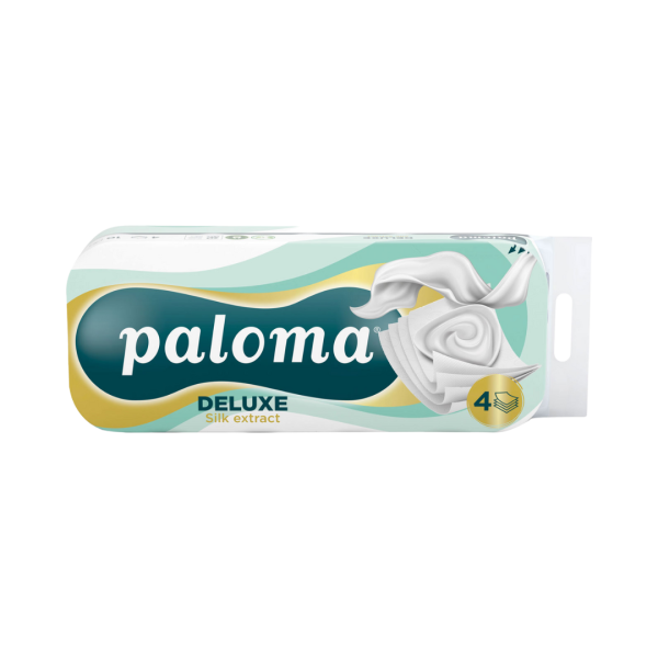 Paloma Toilettenpapier Deluxe Sensitive Silk Extract Balsam, 4-lagig, weiß mit Prägung, dermatologisch getestet, 10 x 125 Blatt